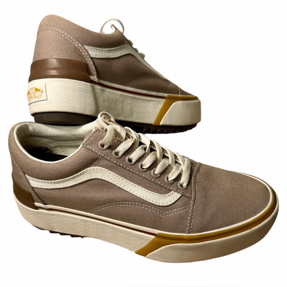 Vans Old Skool Stacked Shoes Women’s 9.5 Cobblestone Platform Chunky Sneakers
